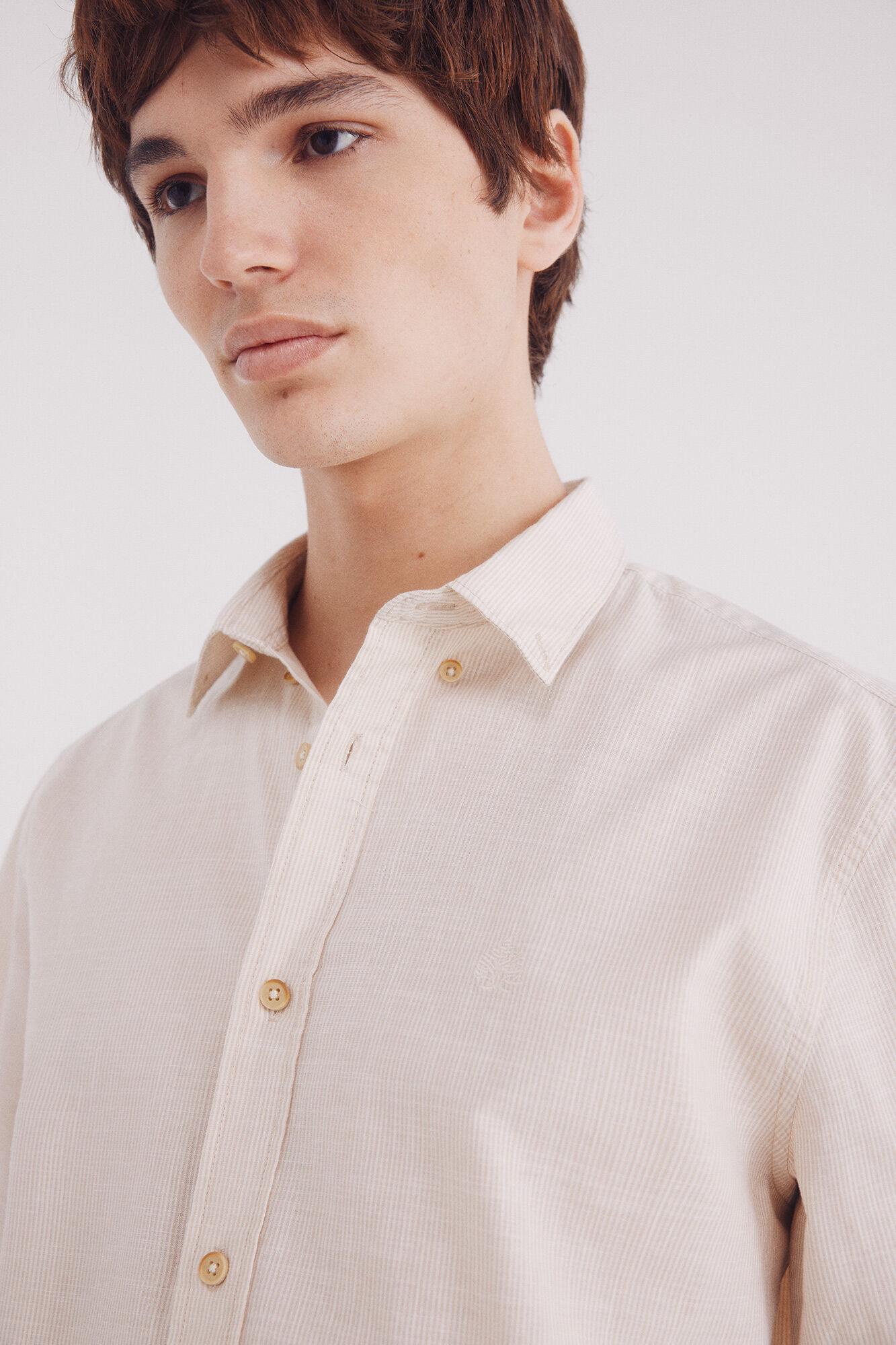 Springfield Camisa de algod&atilde;o de manga curta com micro listras