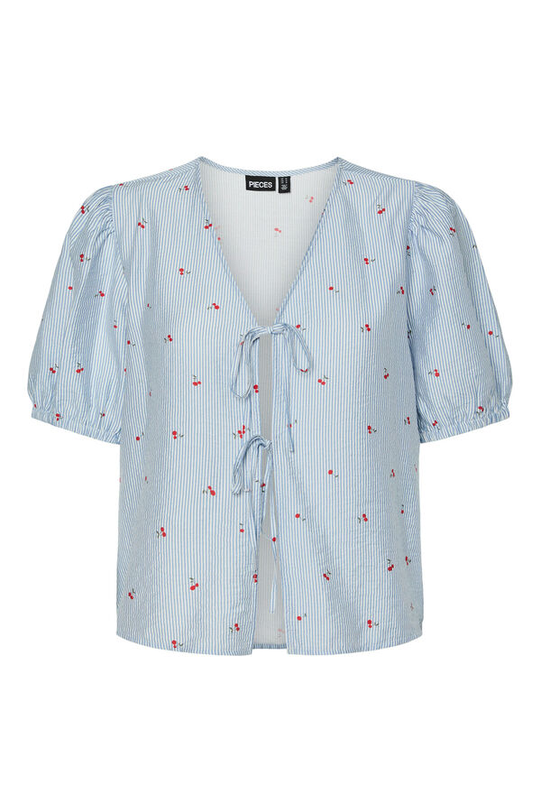 Pieces Blusa con estampado turquesa