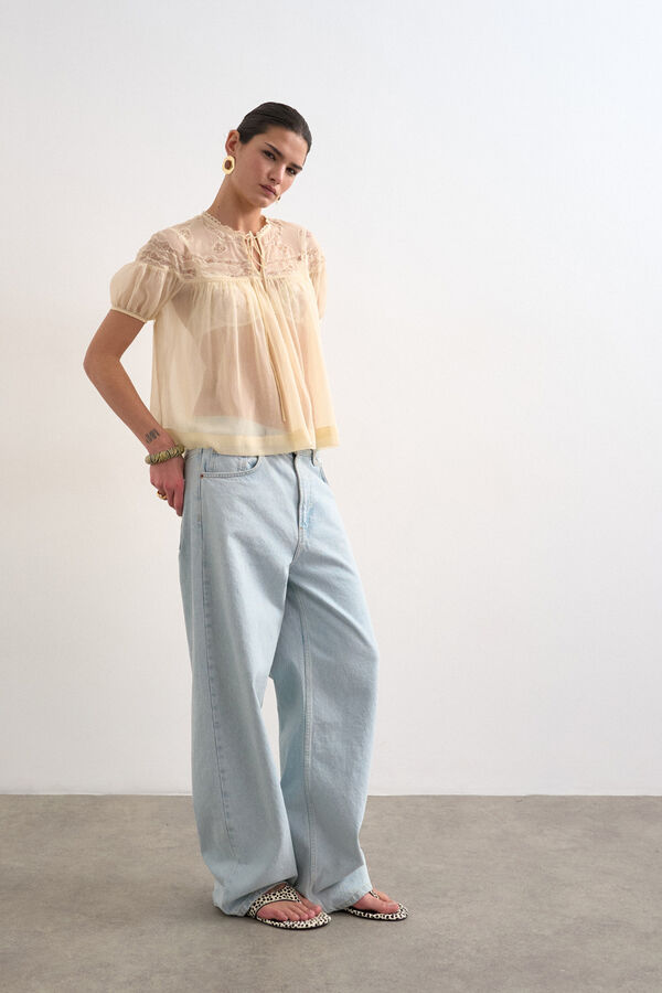 Topshop Blusa semitransparente bege