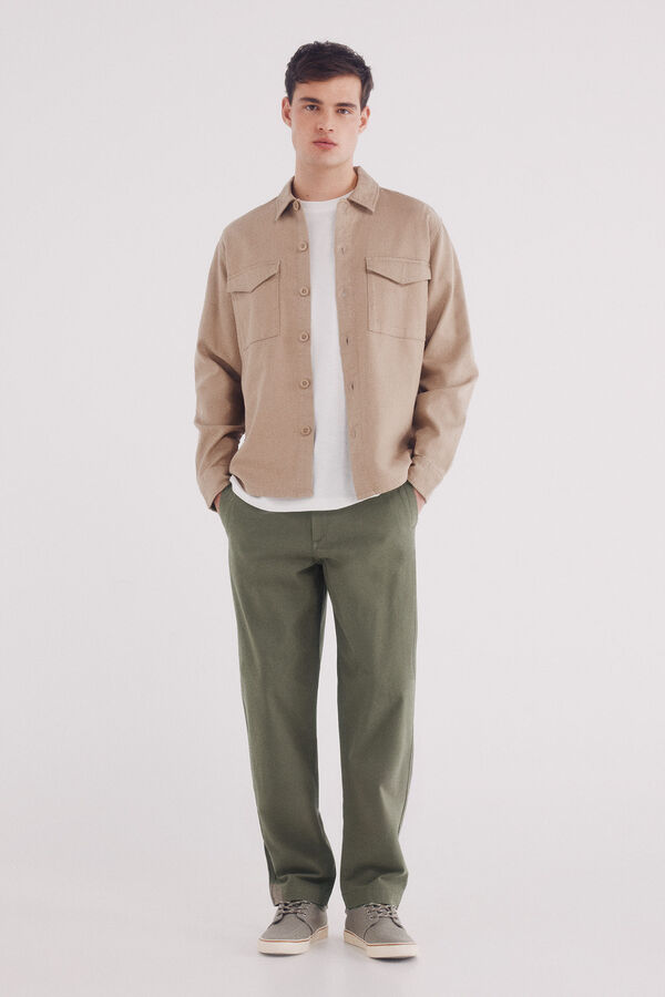 Springfield Calça reta de lona bege