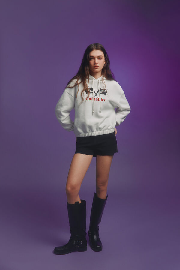 Springfield Sudadera cropped "Culpables" blanco