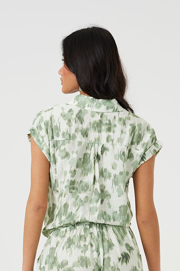 Brave Soul Blusa curta com n&oacute; na frente verde