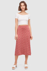 Inside Falda Midi Con Estampado rojo