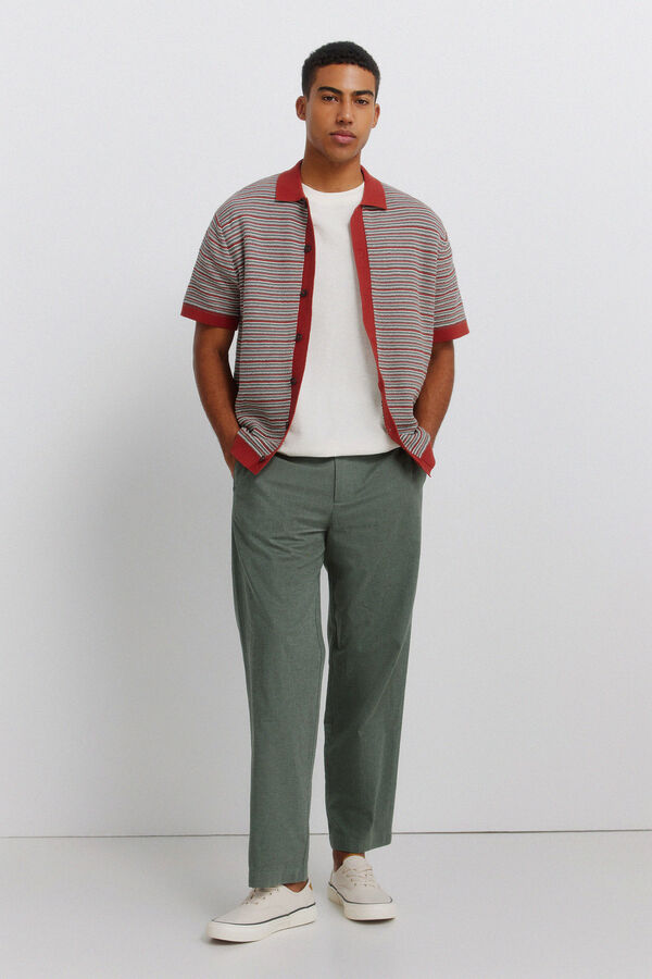 Springfield Pantal&oacute;n lino straight fit kaki