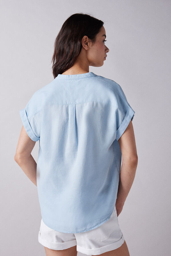 Springfield Camisa cuello mao manga corta azul