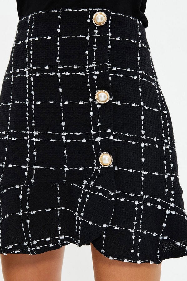 Trendyol Minifalda de tweed negro