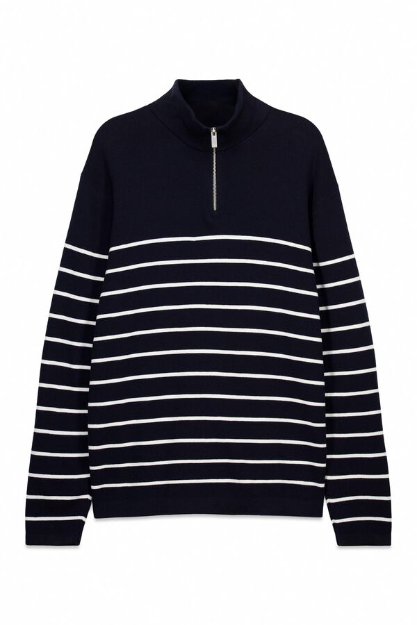 Springfield Jersey rayas cremallera azul