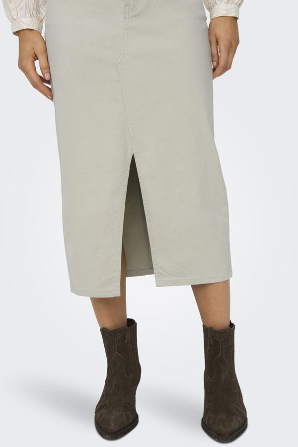 Only Falda midi abertura gris