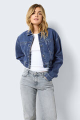 Noisy May Casaco denim cropped azul