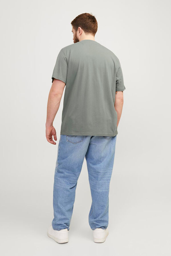 Jack & Jones PLUS T-shirt de algod&atilde;o manga curta com logo frontal PLUS verde