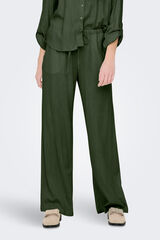 JDY Calças compridas de linho verde