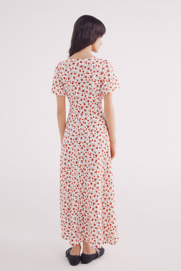 Springfield Vestido midi estampado florecitas blanco