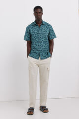 Springfield Pantal&oacute;n cargo lino comfort slim fit blanco