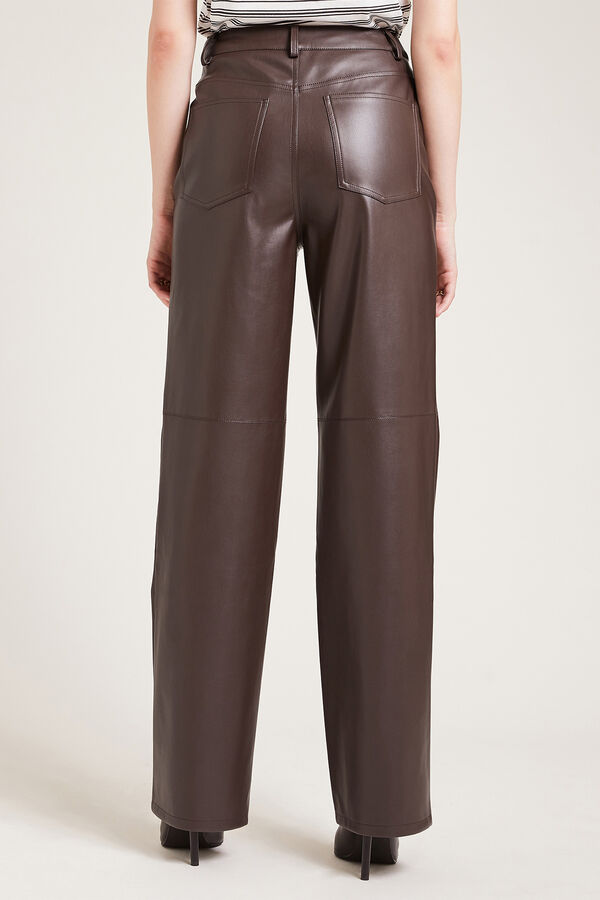 Pimkie Pantal&oacute;n recto de polipiel marr&oacute;n