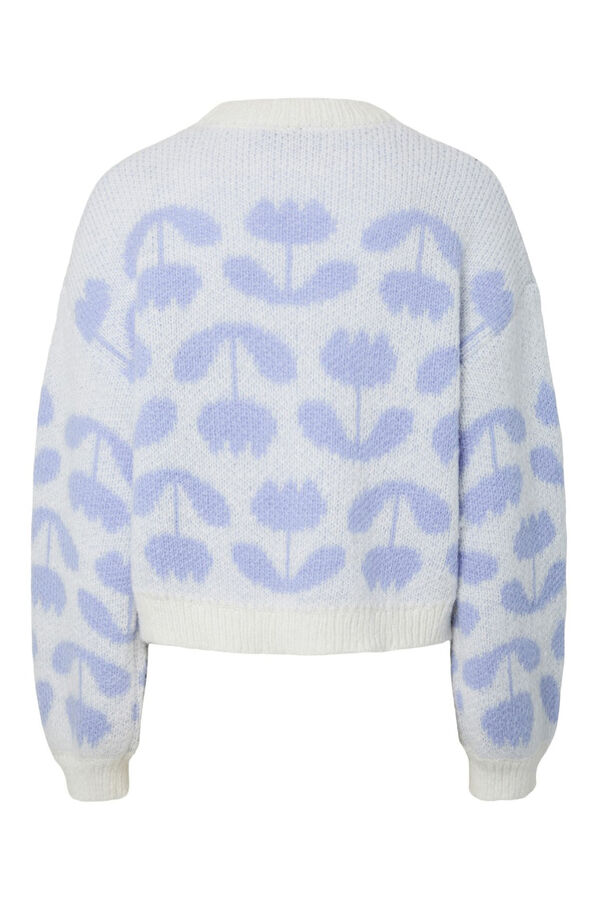 Pieces Su&eacute;ter com gola redonda e estampado floral branco