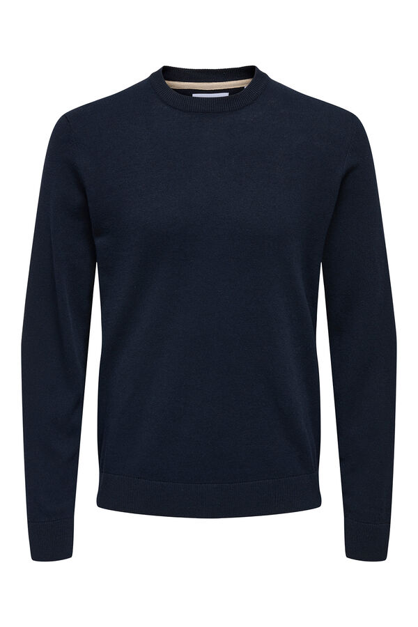 Only & Sons Su&eacute;ter masculino com gola redonda e regular fit azul