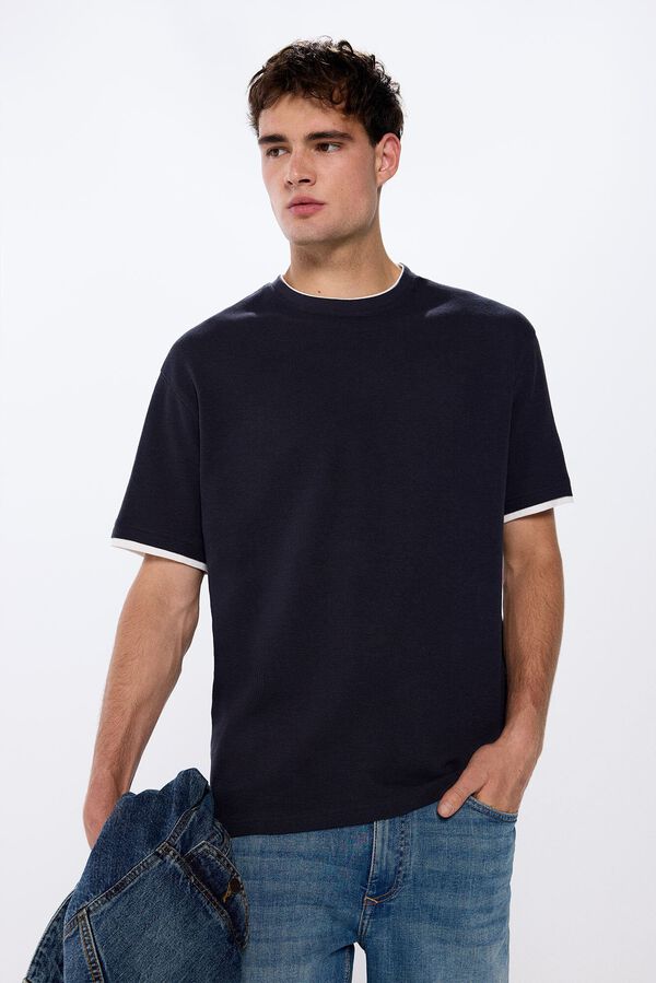 Springfield Camiseta cuello doble azul