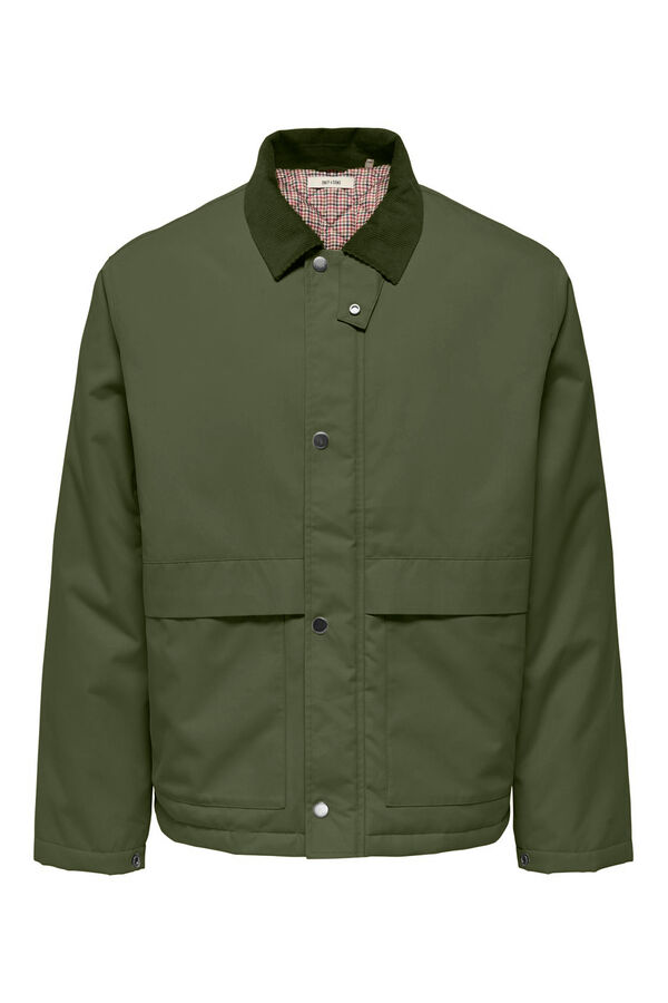 Only & Sons Casaco de gola de veludo cotel&ecirc; verde