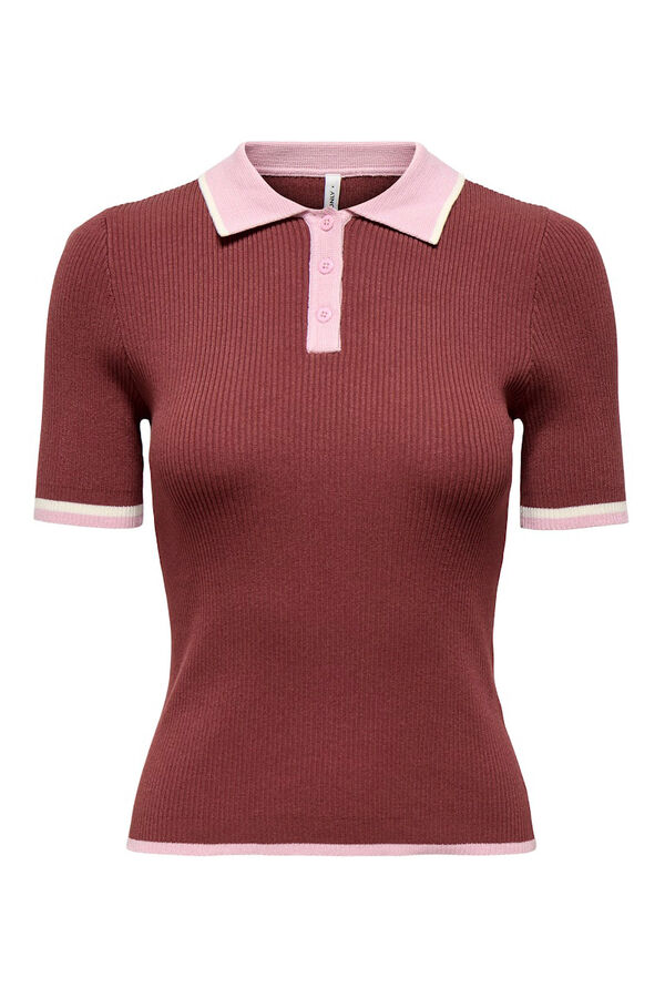 Only Polo de malha canelada estampado