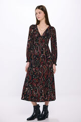 Springfield Vestido midi estampado paisley negro