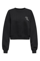 Only Sudadera cropped detalle perlas negro