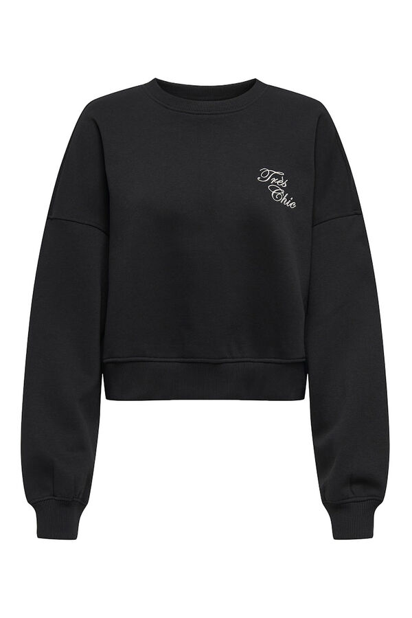 Only Sudadera cropped detalle perlas negro