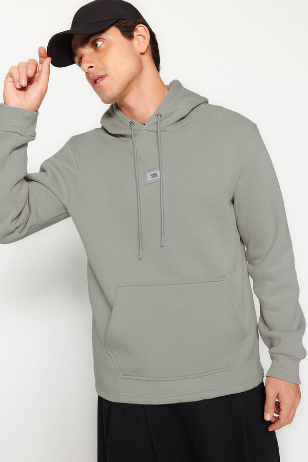 Trendyol Sudadera polar con capucha gris
