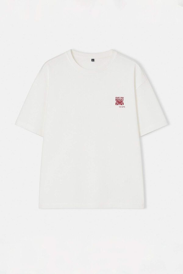 Trendyol T-shirt oversize de manga curta bege