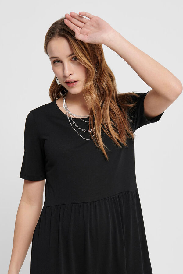 JDY Vestido midi manga corta negro