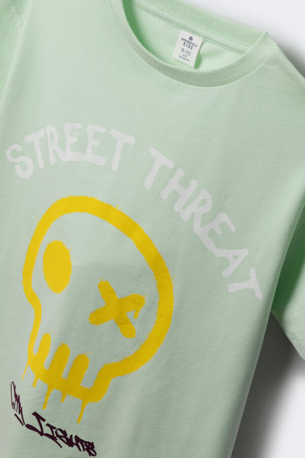 Springfield Kids Camiseta com caveira de menino verde
