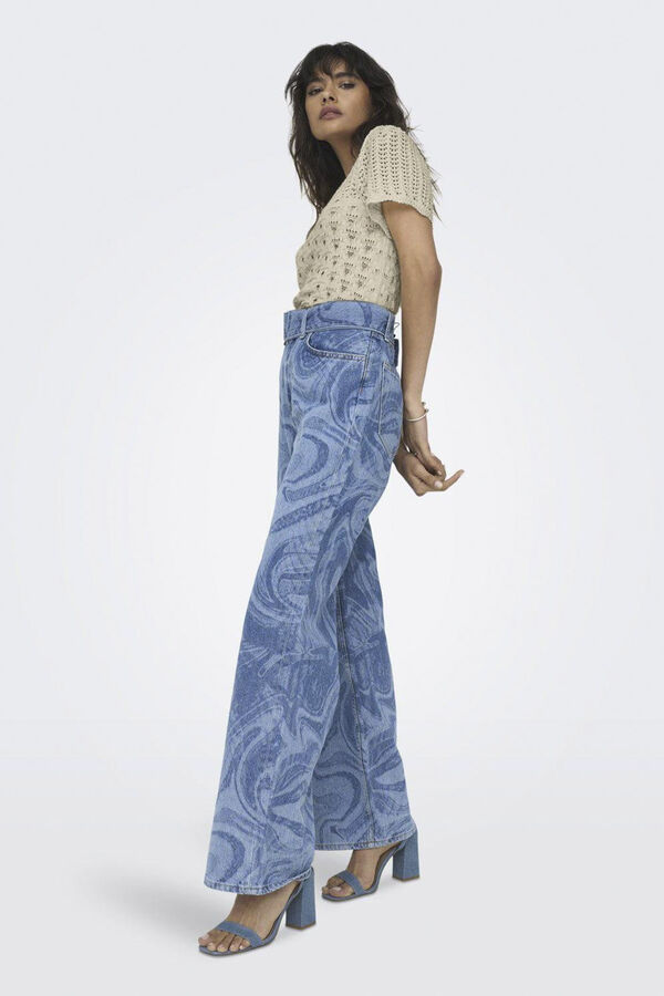 Only Top malha crochet  cinzento