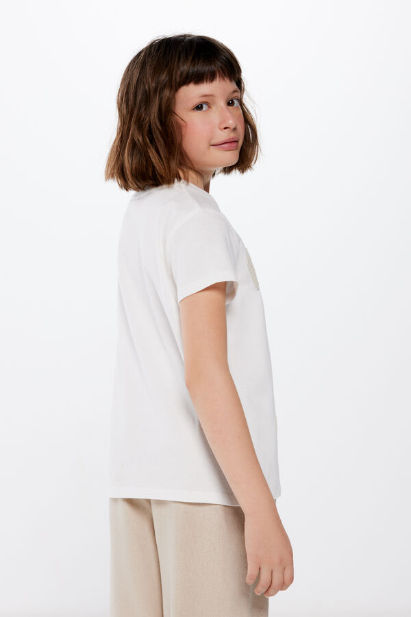 Springfield Kids Camiseta corazones crochet ni&ntilde;a beige