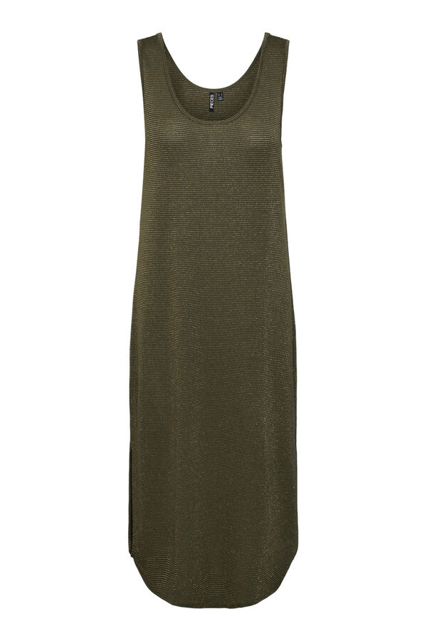 Pieces Vestido midi fluido con lurex verde