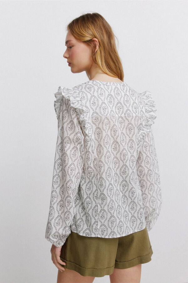 Springfield Blusa volumen y volantes estampado