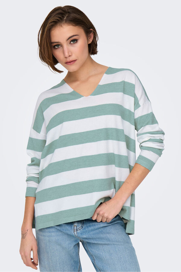 Only Camisola às riscas estampado