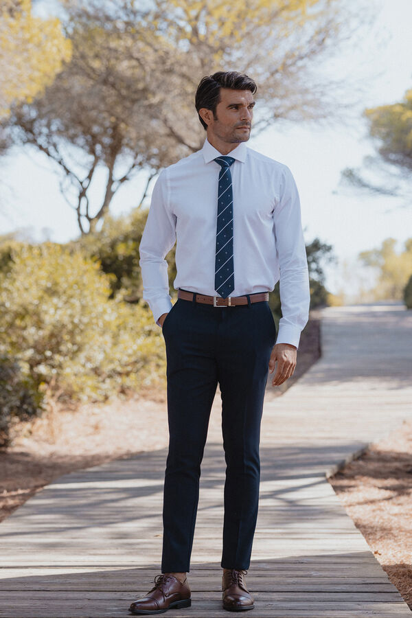 Celopman Camisa Vestir Estilo Liso blanco