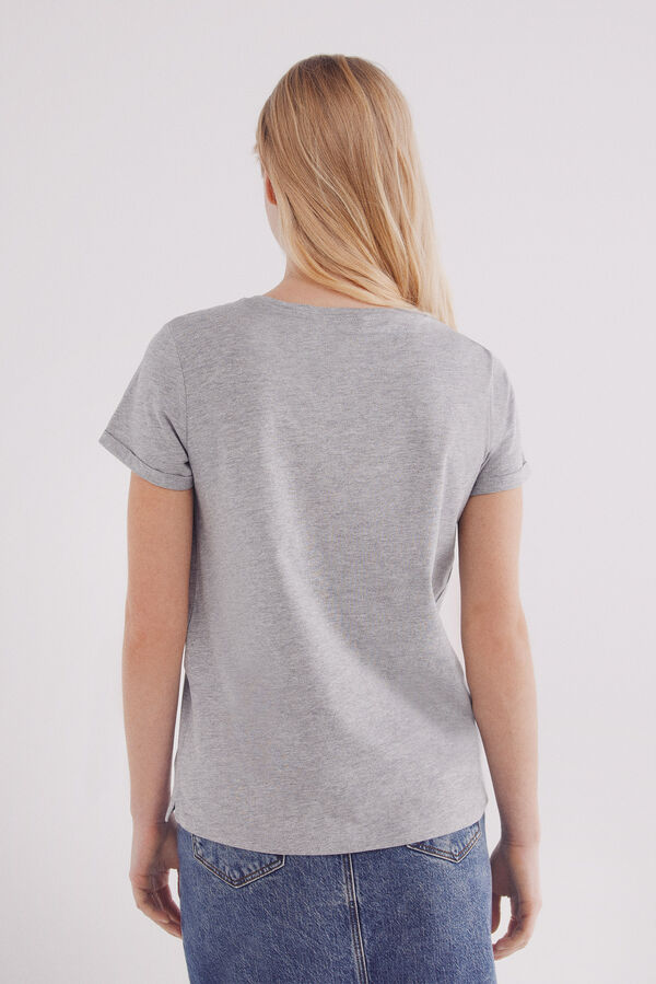 Springfield Camiseta b&aacute;sica de manga manga cinzento