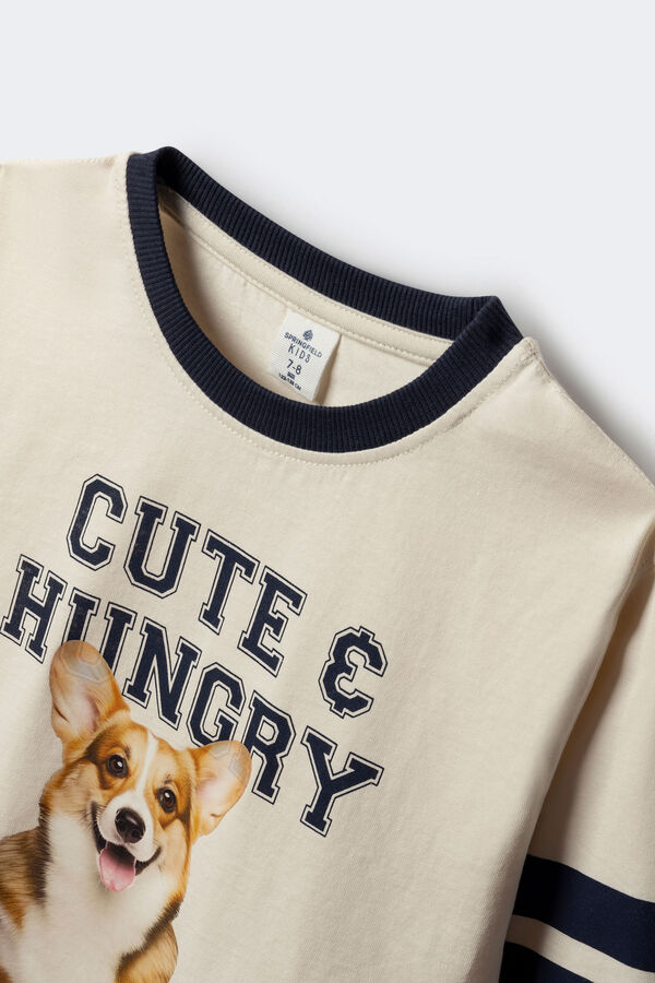 Springfield Kids Camiseta de manga larga perro varsity ni&ntilde;a blanco