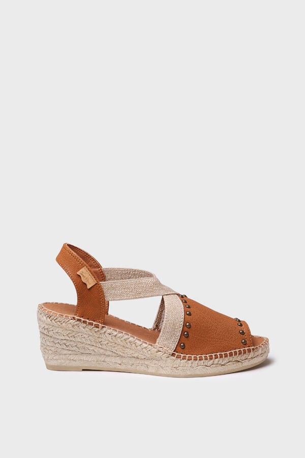 Toni Pons Espadrille de pele com salto meia cru