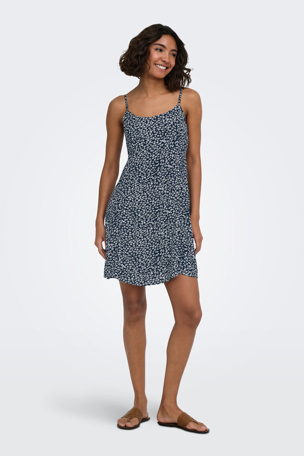 Only Vestido curto estampado floral azul