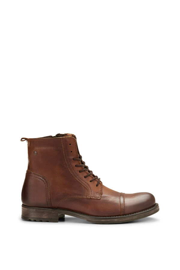 Jack & Jones Botas de pele com atacadores cru