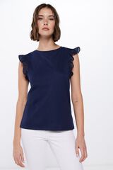 Springfield T-shirt folhos bordado su&iacute;&ccedil;o azul