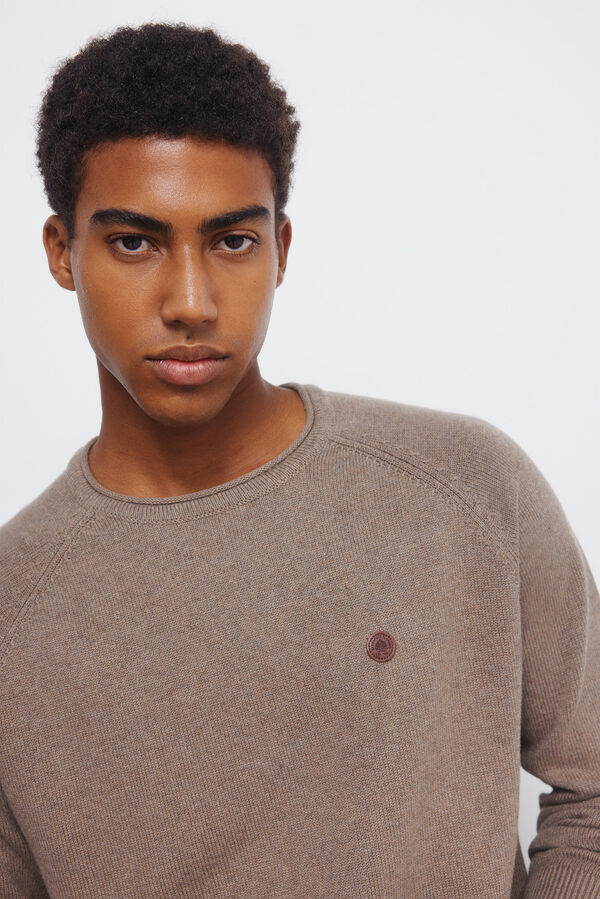 Springfield Jersey liso cuello rulo tostado