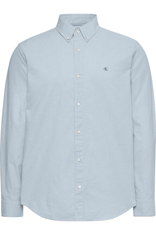 Calvin Klein Camisa cl&aacute;ssica em Oxford azul