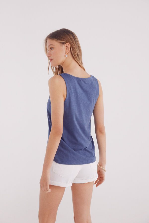 Springfield Camiseta tomara que alças com decote em crochet azul