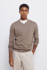 Springfield Camisola b&aacute;sico com gola em V cru