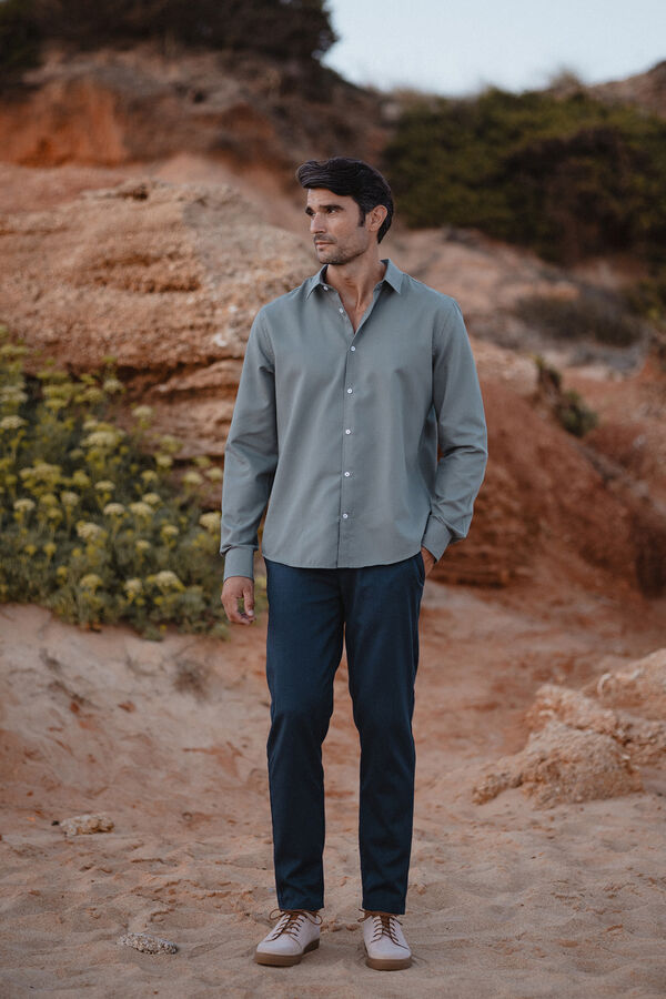 Celopman Camisa social de estrutura plana  verde