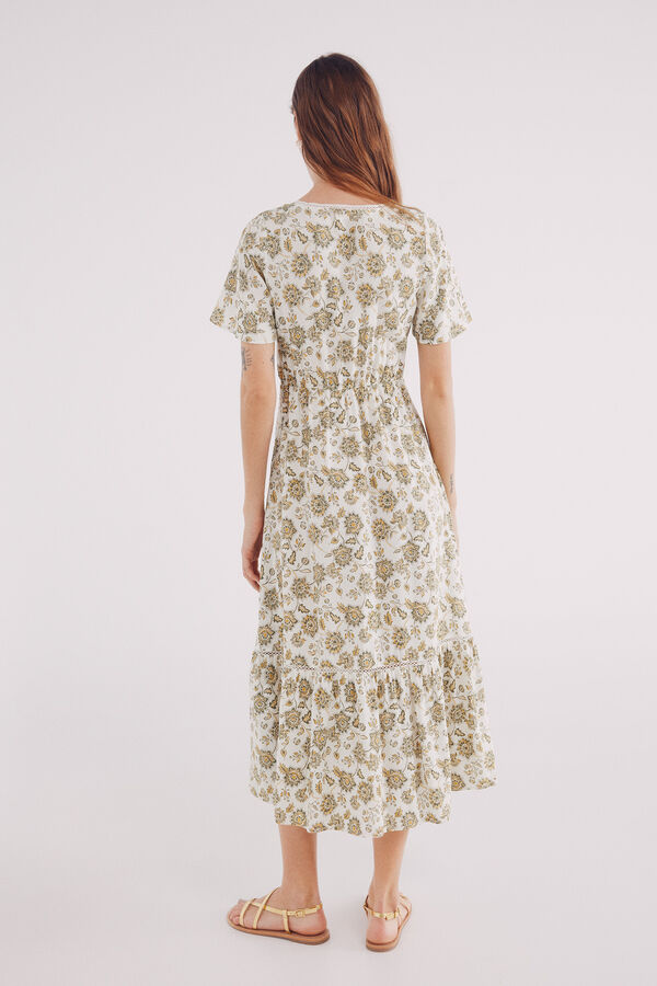 Springfield Vestido midi de renda estampado amarelo