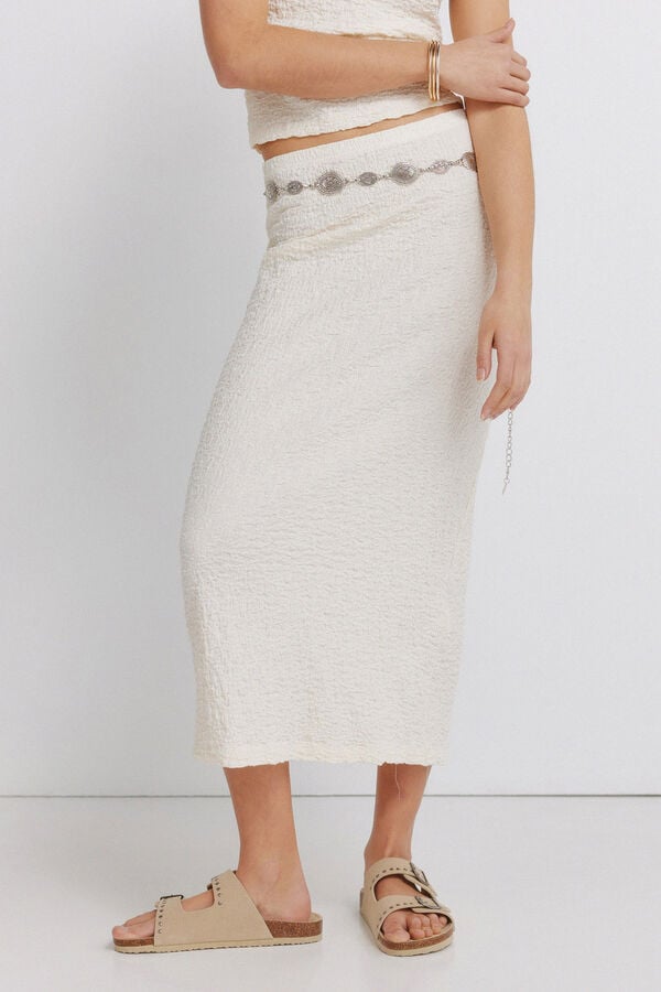 Springfield Falda midi estructura beige