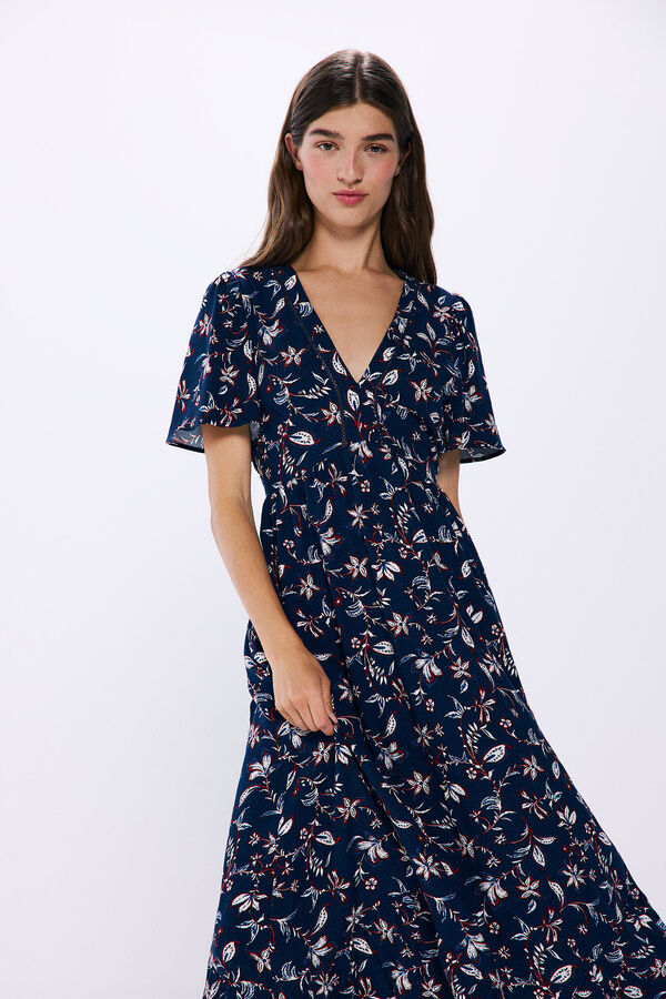 Springfield Vestido midi estampado picos azul